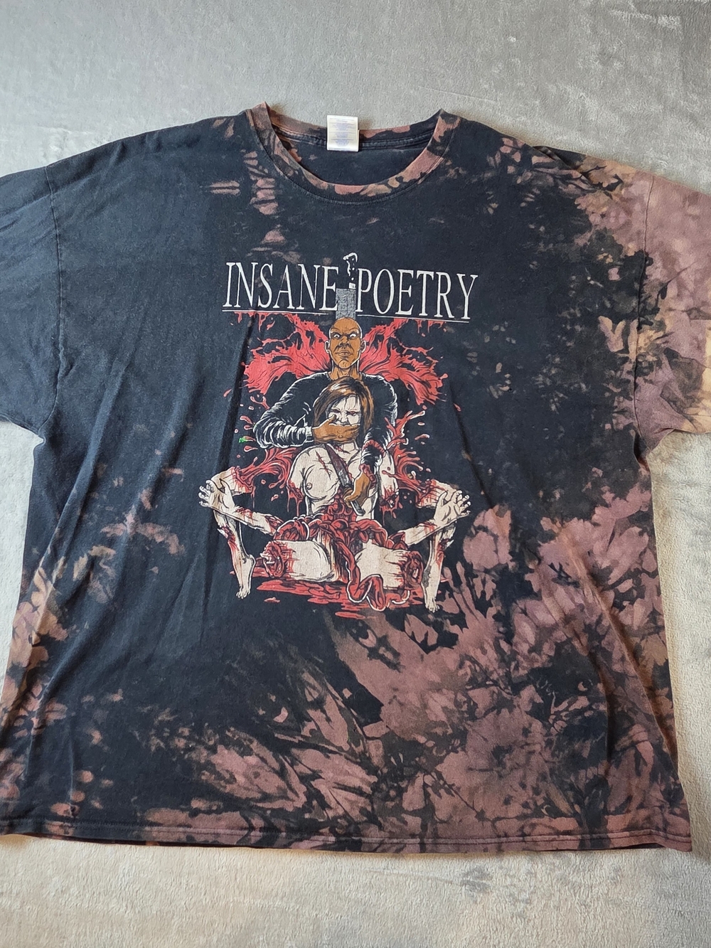 Vintage Insane Poetry Men's 3XL Tie-Dye Graphic Tee